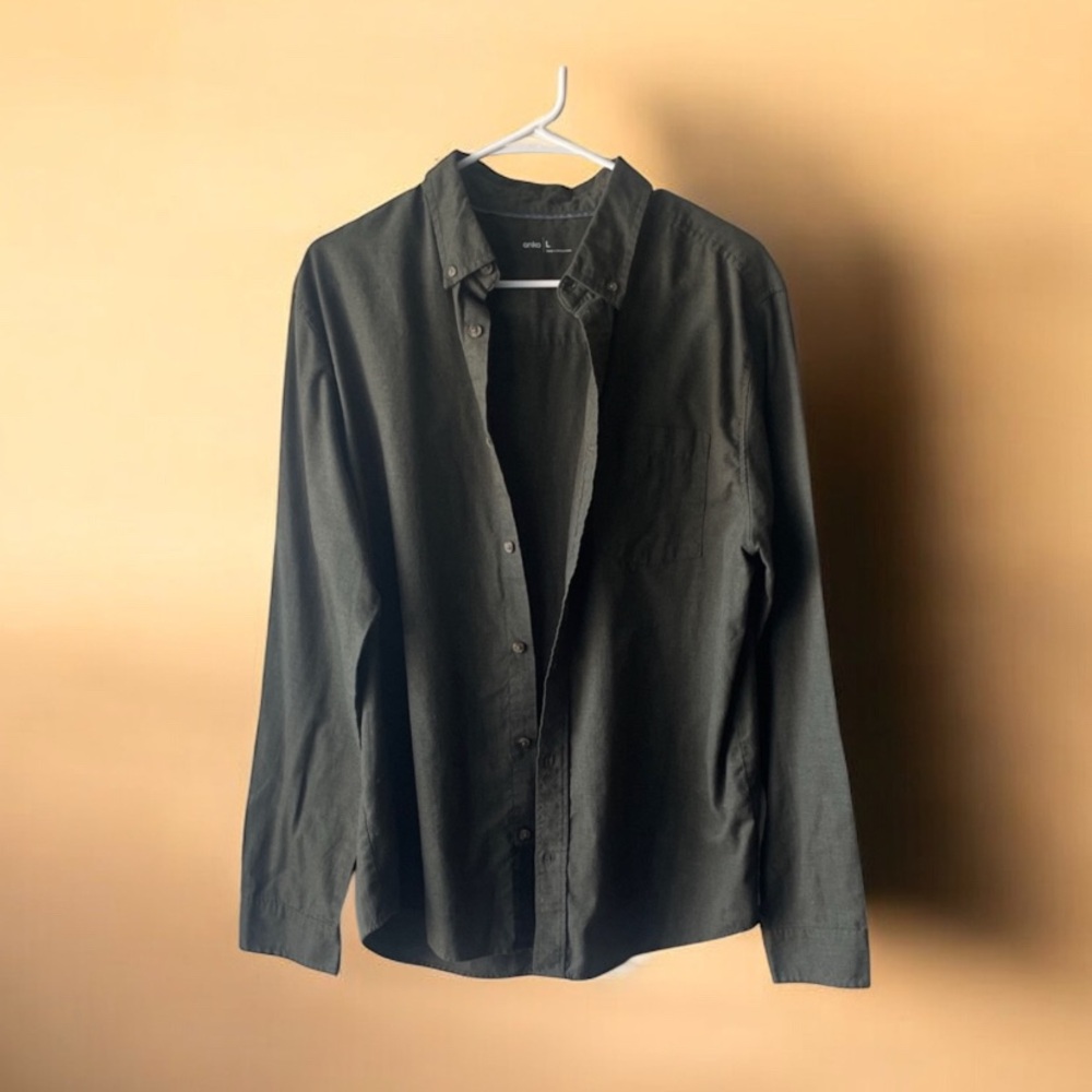 Anko Olive Green Men's Casual Button-Down Shirt